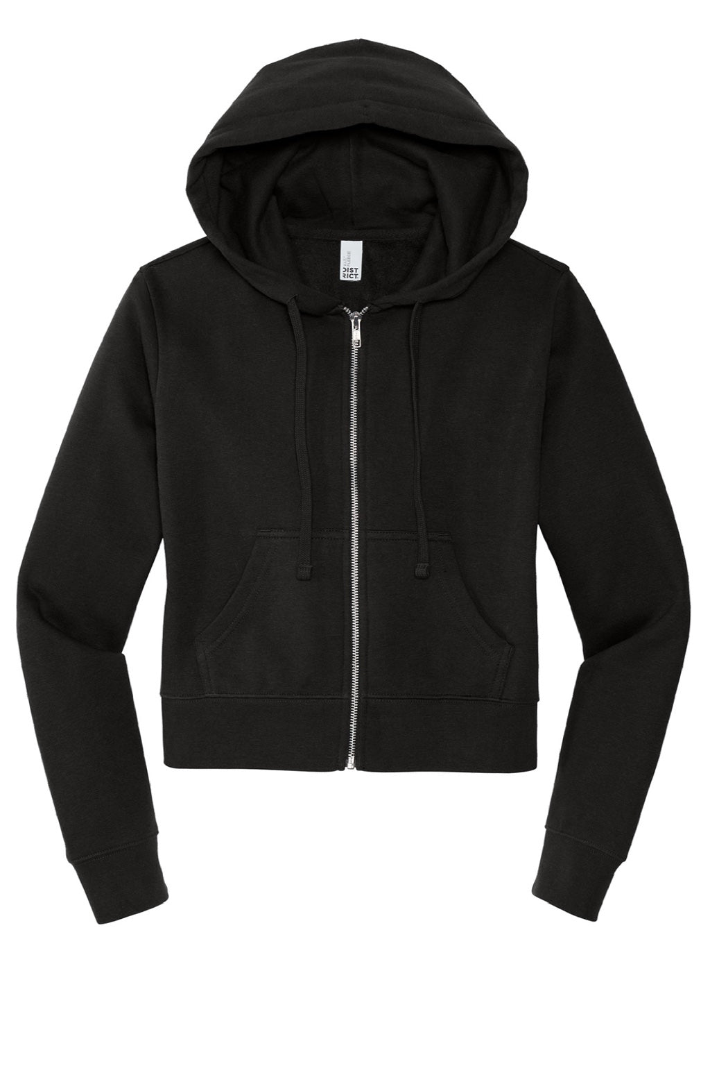 District DT6103 Womens V.I.T. Fleece Full Zip Hooded Sweatshirt Hoodie w/ Pockets Black Flat Front