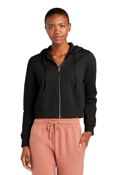 District DT6103 Womens V.I.T. Fleece Full Zip Hooded Sweatshirt Hoodie w/ Pockets Black Model Front