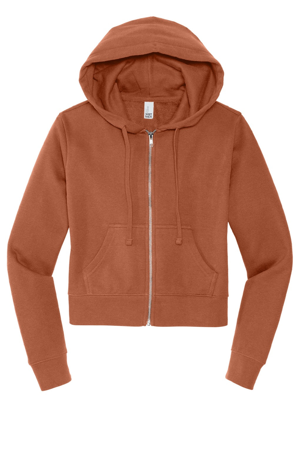 District DT6103 Womens V.I.T. Fleece Full Zip Hooded Sweatshirt Hoodie w/ Pockets Desert Rose Flat Front