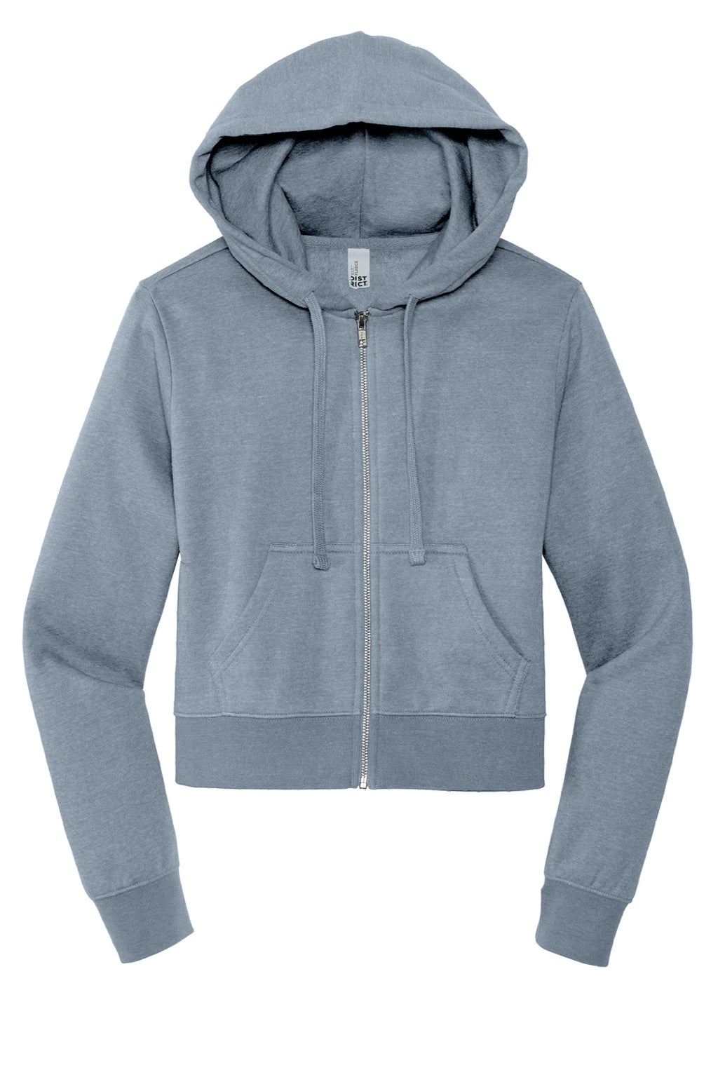 District DT6103 Womens V.I.T. Fleece Full Zip Hooded Sweatshirt Hoodie w/ Pockets Heather Flint Blue Flat Front