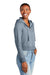 District DT6103 Womens V.I.T. Fleece Full Zip Hooded Sweatshirt Hoodie w/ Pockets Heather Flint Blue Model 3q