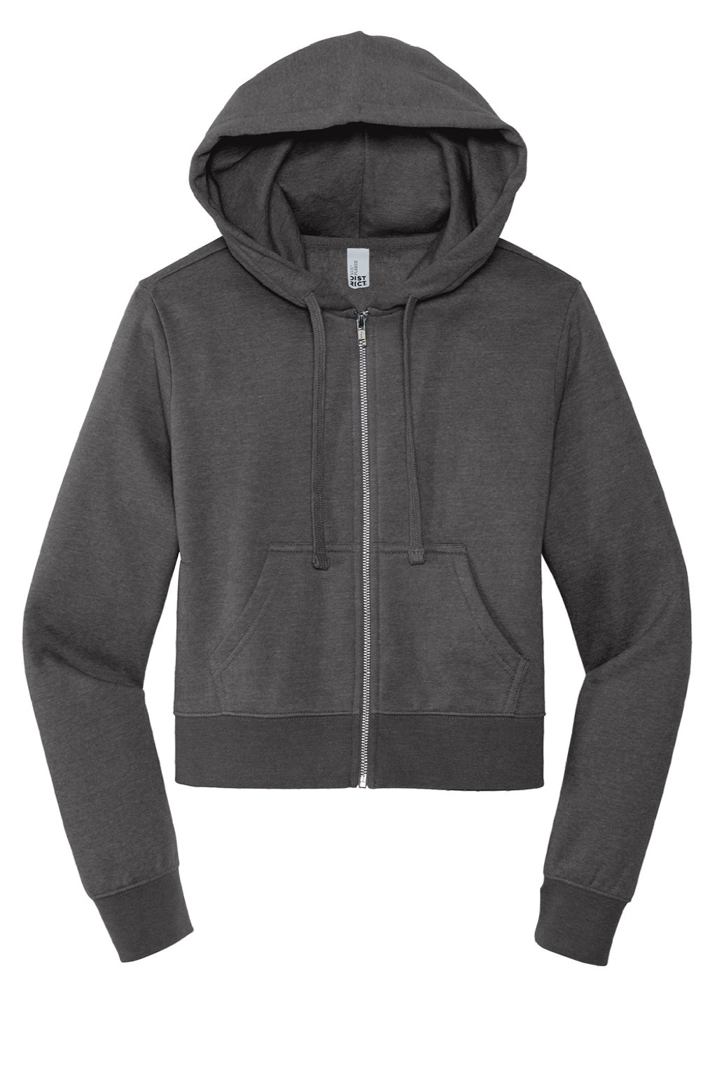 District DT6103 Womens V.I.T. Fleece Full Zip Hooded Sweatshirt Hoodie w/ Pockets Heather Charcoal Grey Flat Front