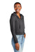 District DT6103 Womens V.I.T. Fleece Full Zip Hooded Sweatshirt Hoodie w/ Pockets Heather Charcoal Grey Model 3q