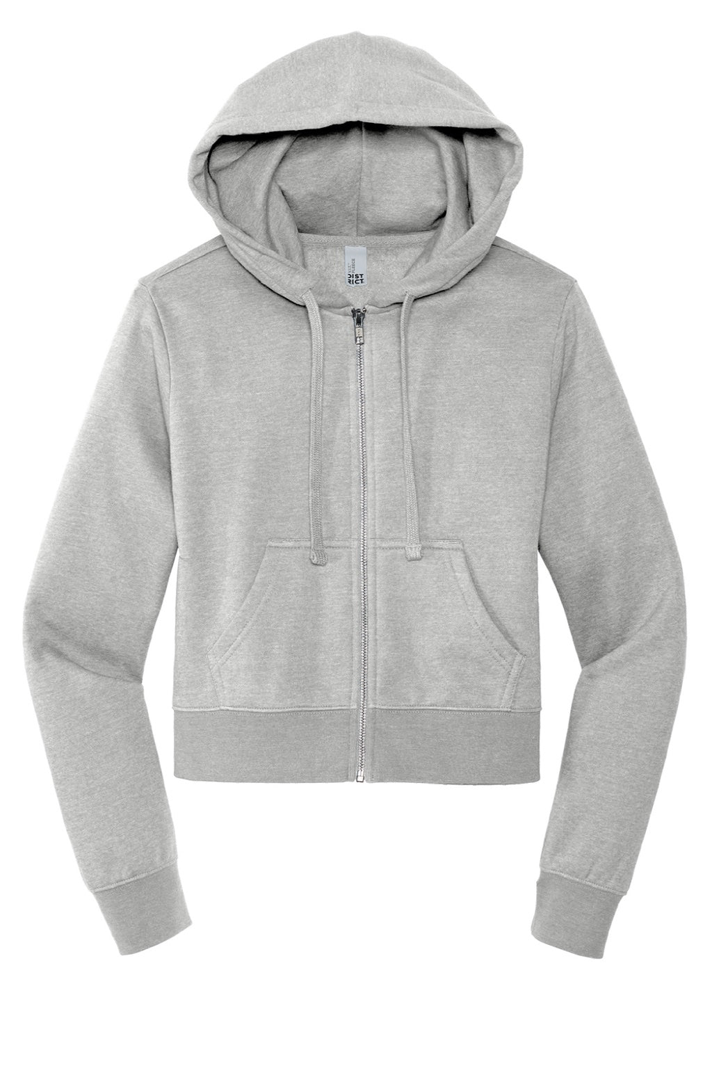 District DT6103 Womens V.I.T. Fleece Full Zip Hooded Sweatshirt Hoodie w/ Pockets Heather Light Grey Flat Front