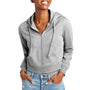 District Womens V.I.T. Fleece Full Zip Hooded Sweatshirt Hoodie w/ Pockets - Heather Light Grey
