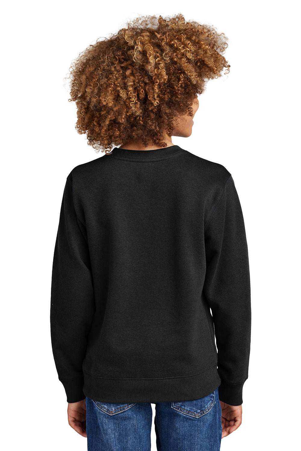 District DT6104Y Youth V.I.T. Fleece Crewneck Sweatshirt Black Model Back