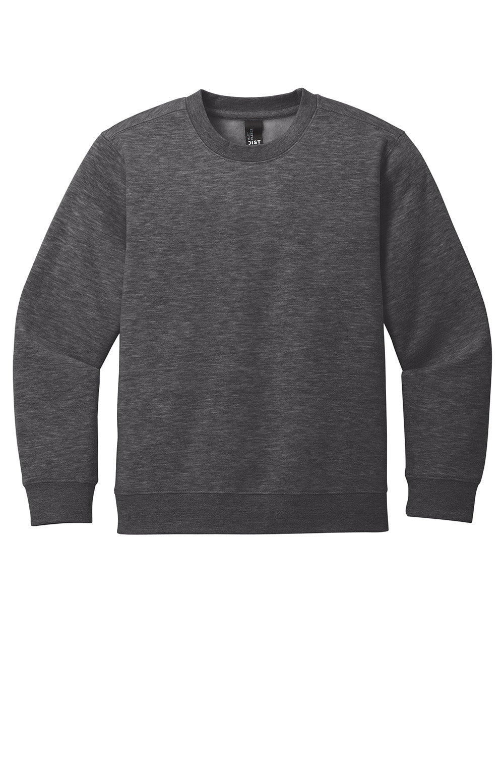 District DT6104Y Youth V.I.T. Fleece Crewneck Sweatshirt Heather Charcoal Grey Flat Front