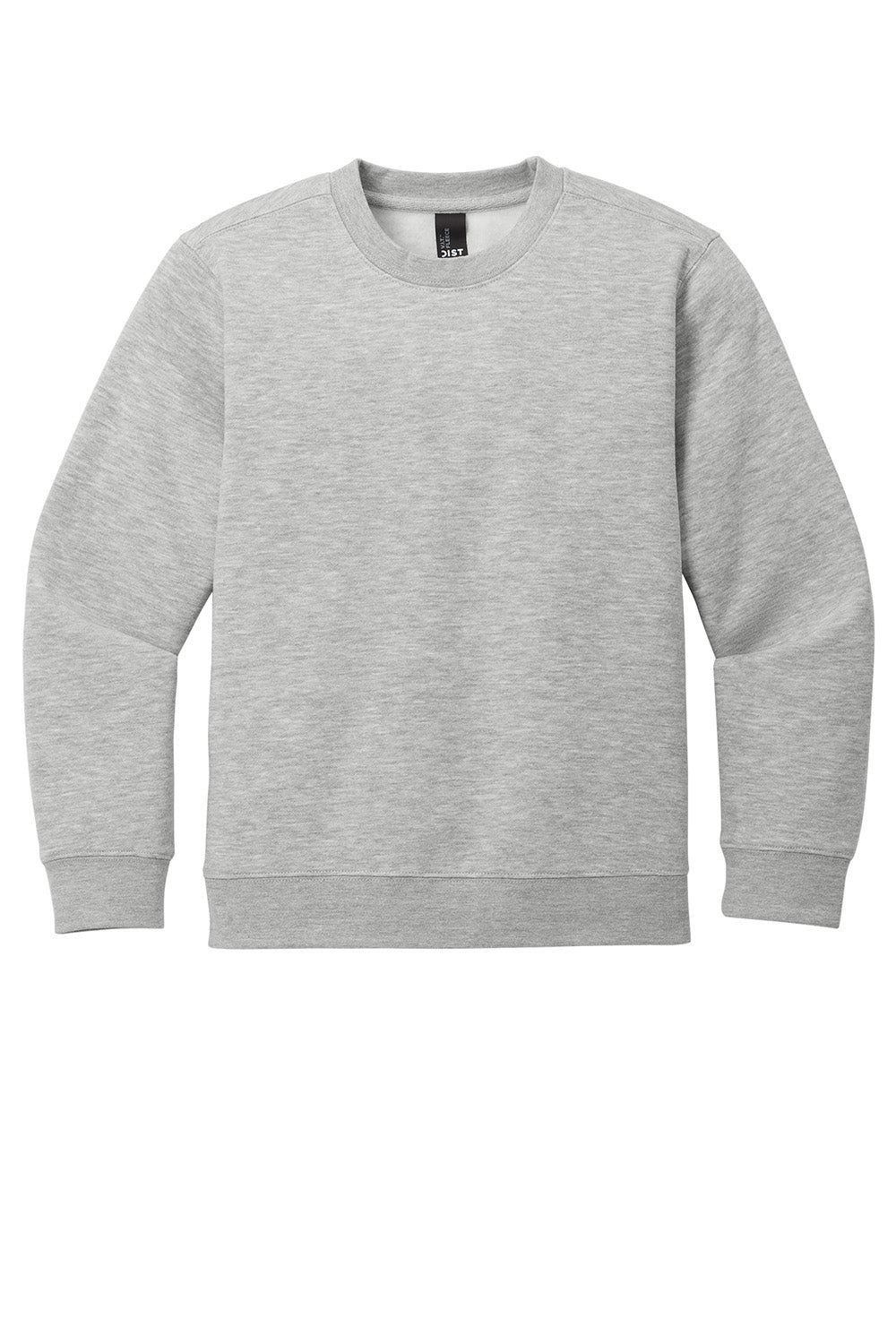 District DT6104Y Youth V.I.T. Fleece Crewneck Sweatshirt Heather Light Grey Flat Front