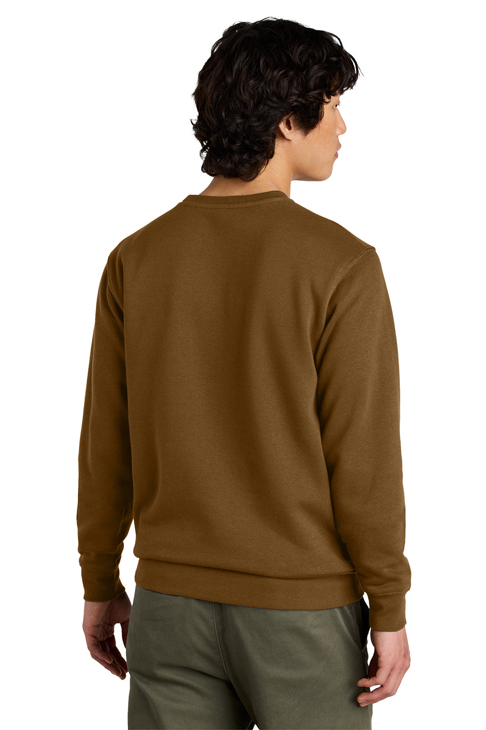 District DT6104 Mens Very Important Fleece Crewneck Sweatshirt Duck Brown Model Back