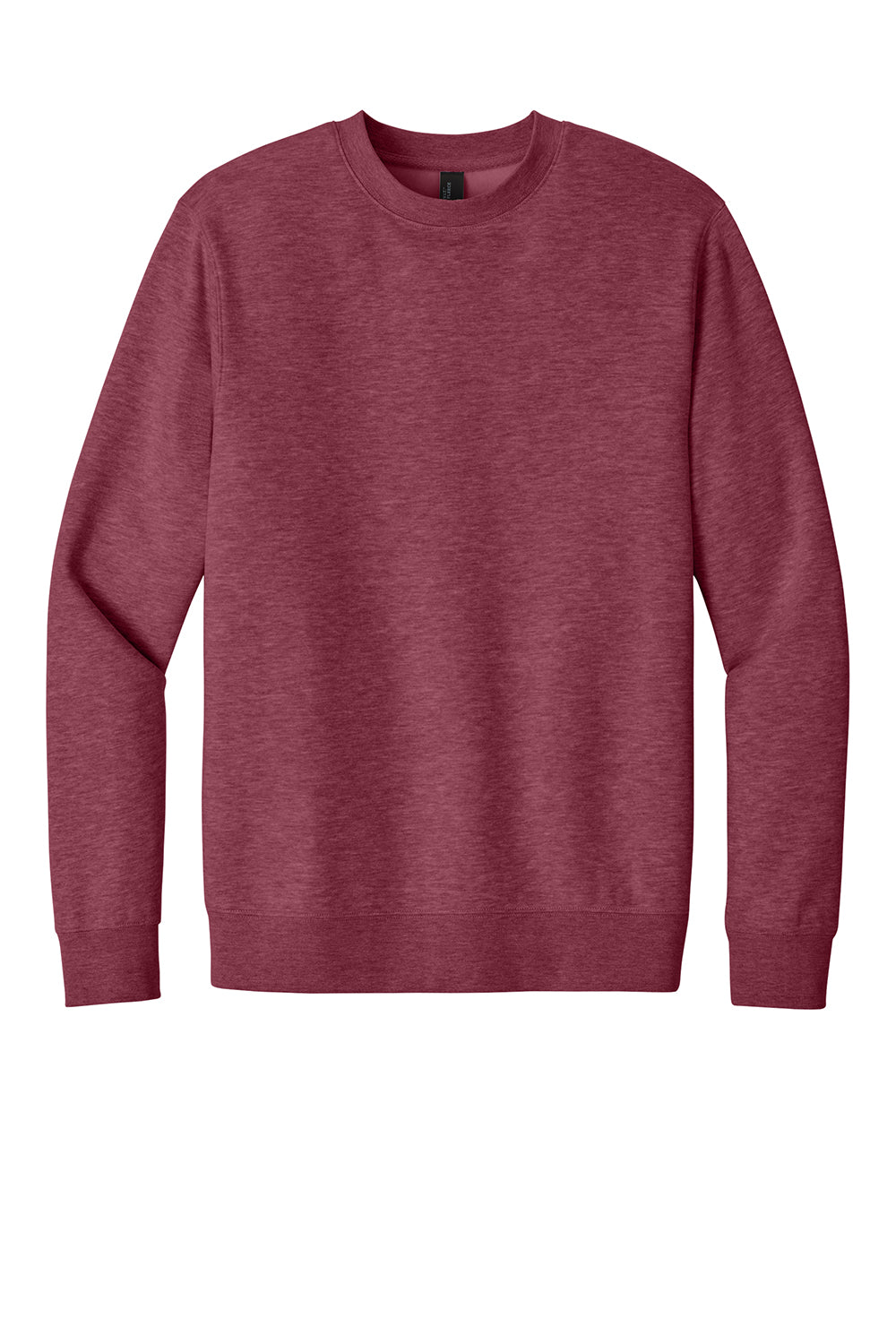 District DT6104 Mens Very Important Fleece Crewneck Sweatshirt Heather Cardinal Red Flat Front
