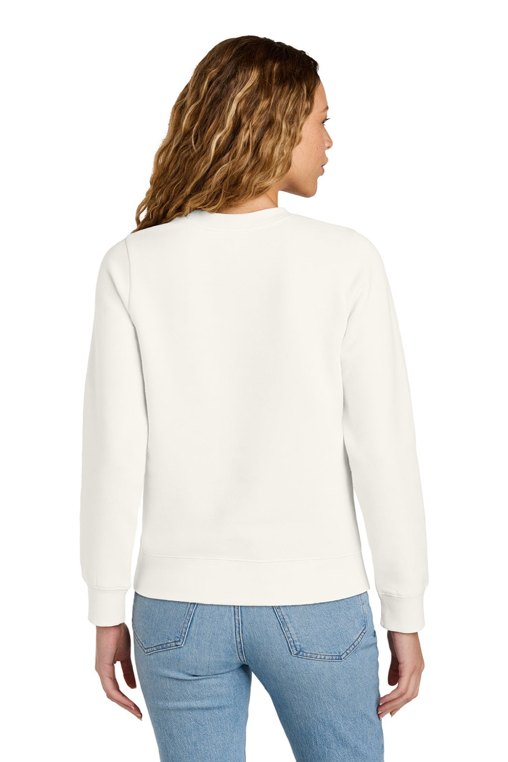 District DT6105 Womens V.I.T. Fleece Crewneck Sweatshirt Gardenia Model Back