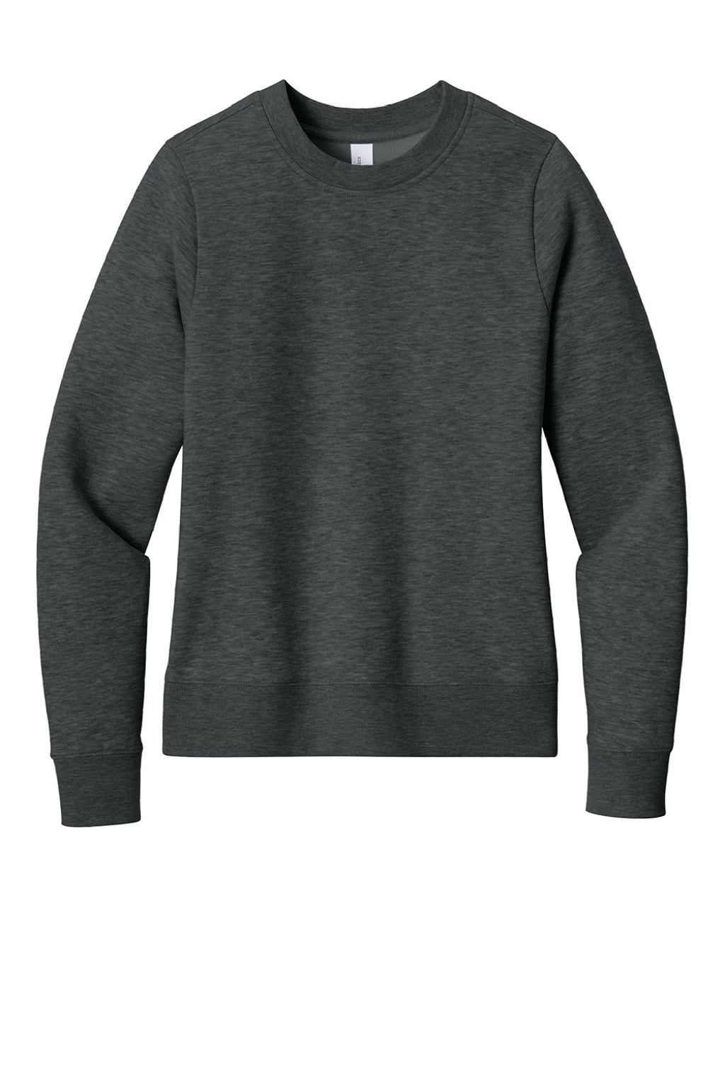 District DT6105 Womens V.I.T. Fleece Crewneck Sweatshirt Heather Charcoal Grey Flat Front