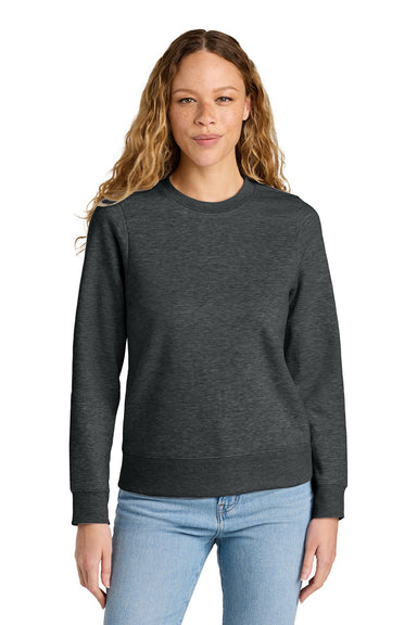 District DT6105 Womens V.I.T. Fleece Crewneck Sweatshirt Heather Charcoal Grey Model Front