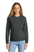 District DT6105 Womens V.I.T. Fleece Crewneck Sweatshirt Heather Charcoal Grey Model Front