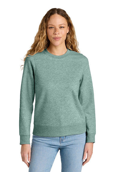 District DT6105 Womens V.I.T. Fleece Crewneck Sweatshirt Heather Dusty Sage Green Model Front
