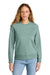 District DT6105 Womens V.I.T. Fleece Crewneck Sweatshirt Heather Dusty Sage Green Model Front
