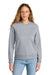 District DT6105 Womens V.I.T. Fleece Crewneck Sweatshirt Heather Light Grey Model Front