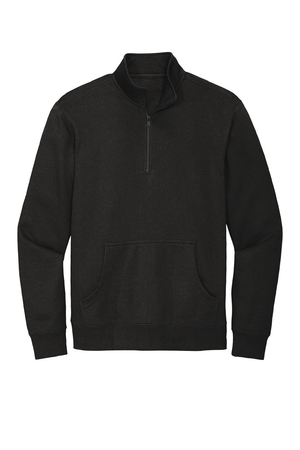 District DT6106 Mens Very Important 1/4 Zip Sweatshirt w/ Pouch Pocket Black Flat Front