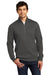 District DT6106 Mens Very Important 1/4 Zip Sweatshirt w/ Pouch Pocket Charcoal Grey Model Front