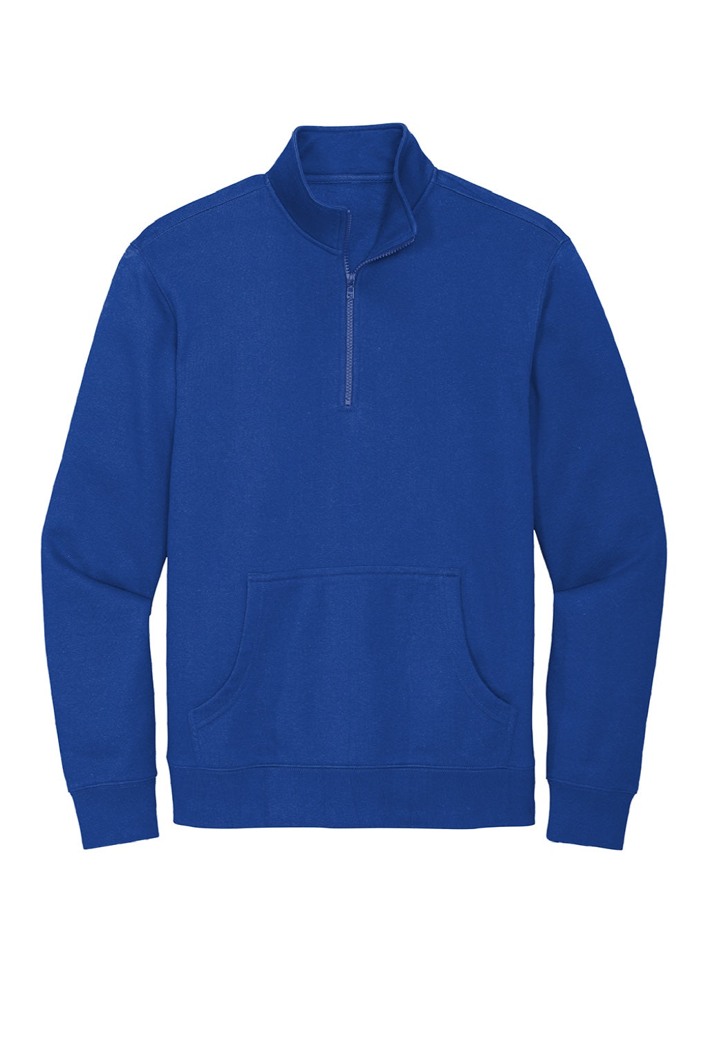 District DT6106 Mens Very Important 1/4 Zip Sweatshirt w/ Pouch Pocket Deep Royal Blue Flat Front