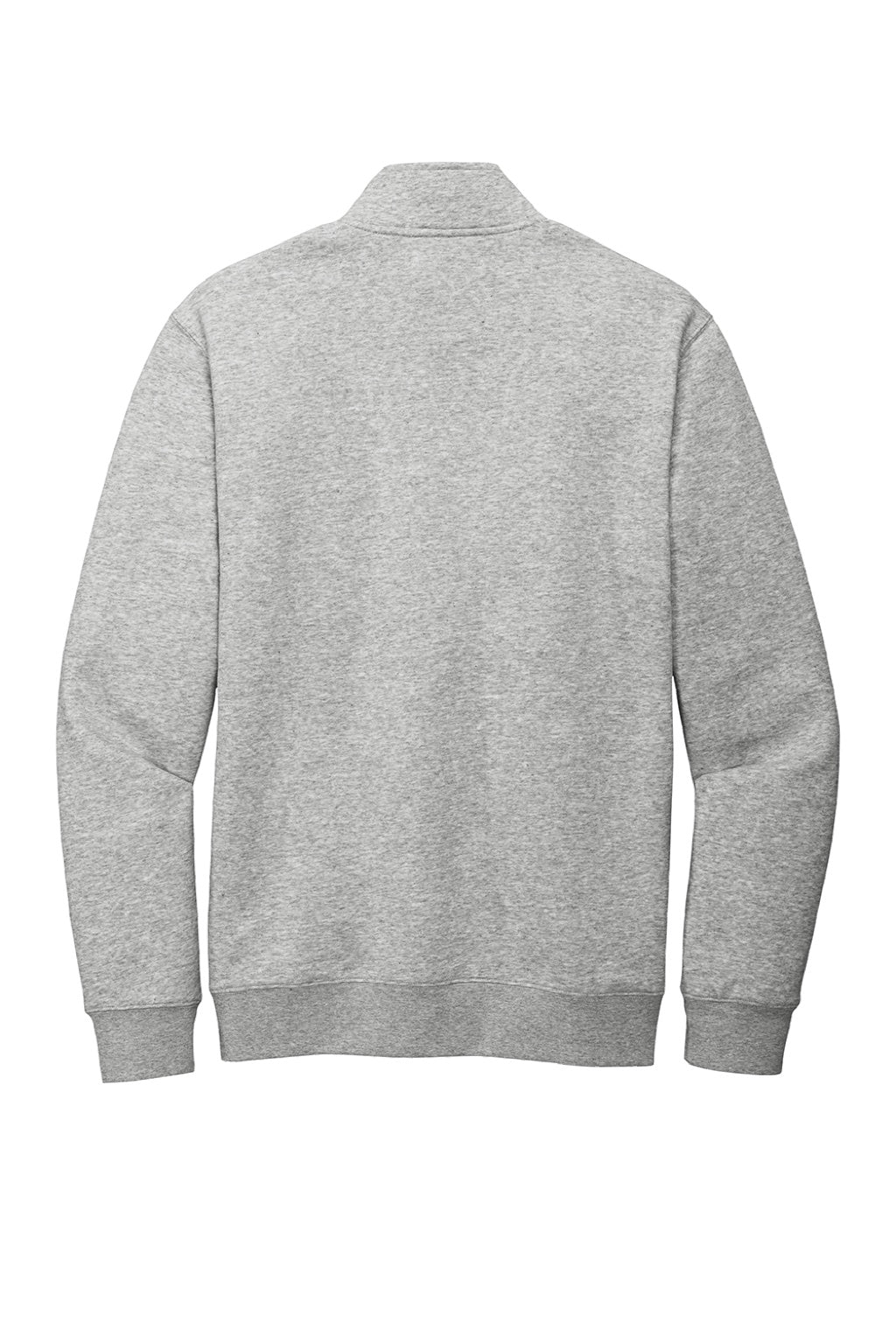 District DT6106 Mens Very Important 1/4 Zip Sweatshirt w/ Pouch Pocket Heather Light Grey Flat Back