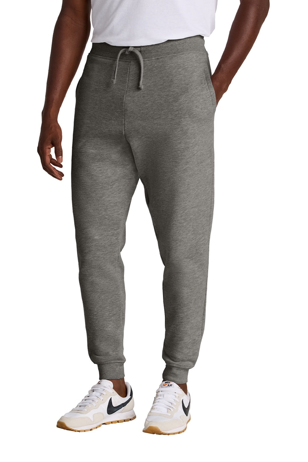 District DT6107 Mens V.I.T. Fleece Jogger Sweatpants w/ Pockets Grey Frost Model Front