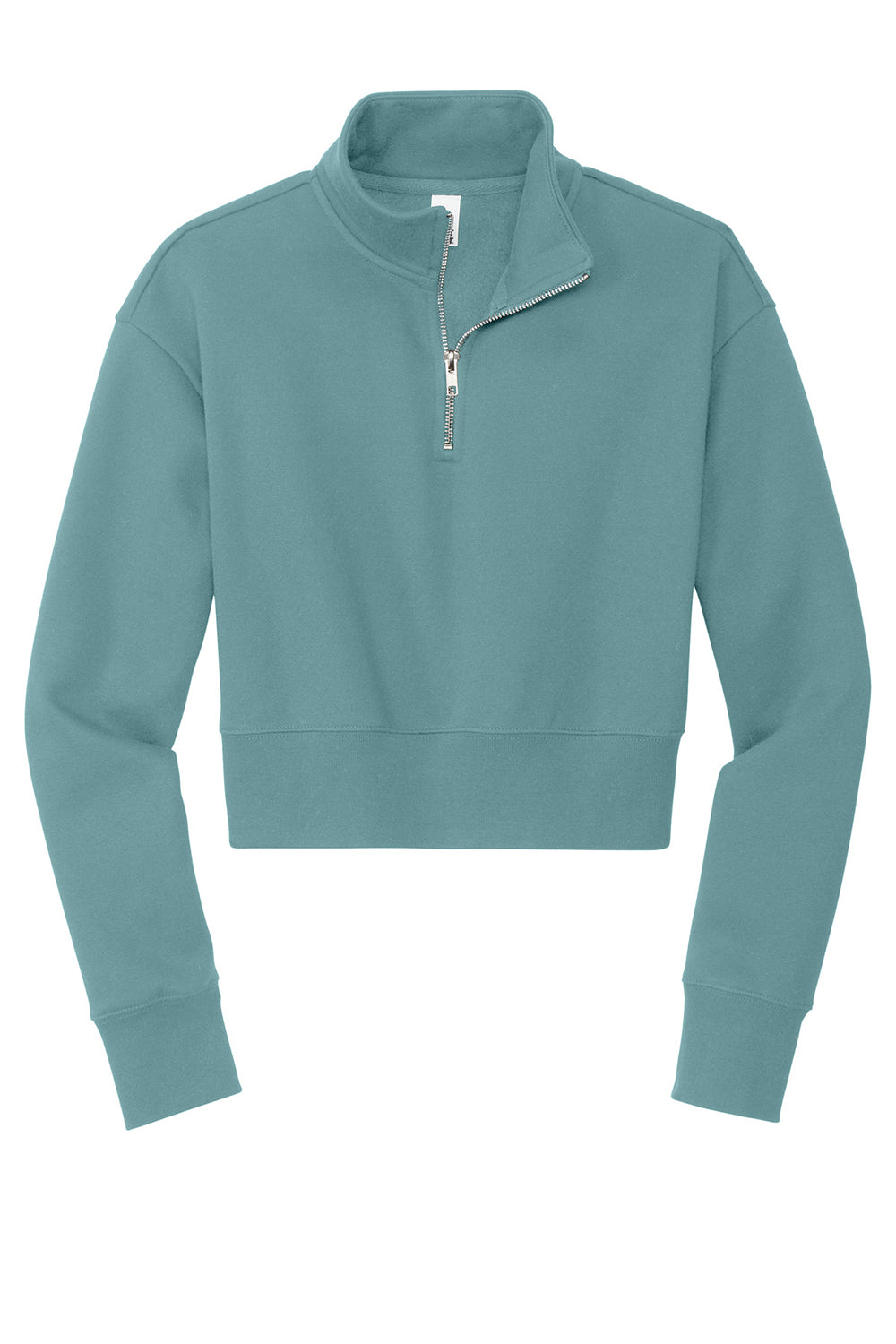 District DT6111 Womens V.I.T. Fleece 1/4 Zip Sweatshirt Eucalyptus Blue Flat Front