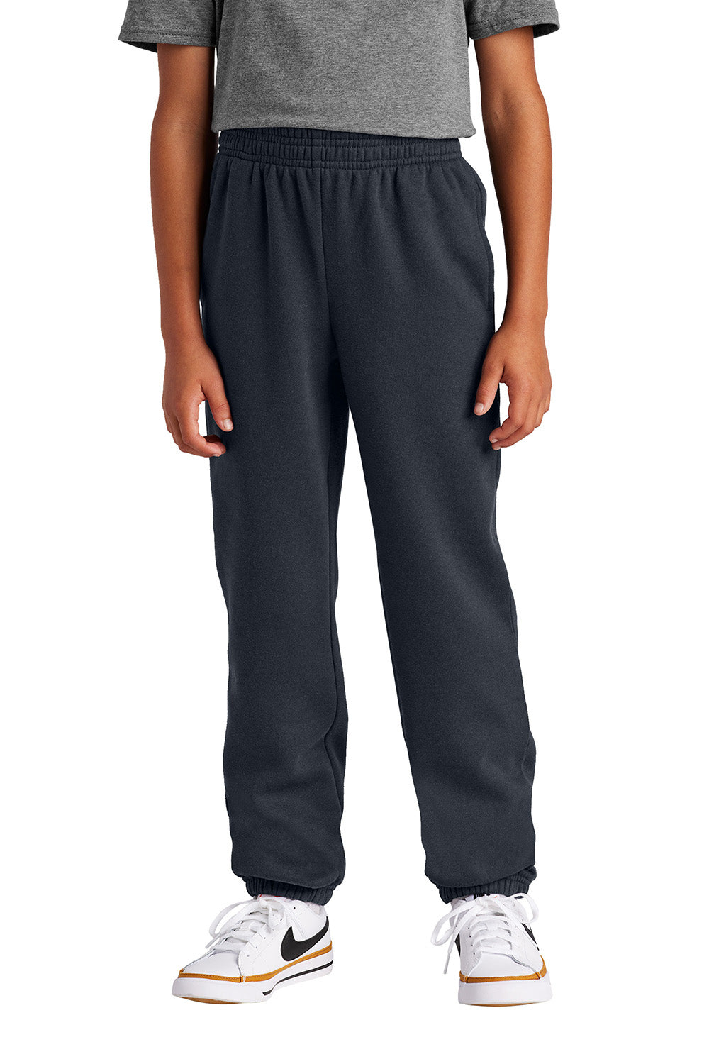 District DT6112Y Youth V.I.T. Fleece Sweatpants w/ Pockets New Navy Blue Model Front