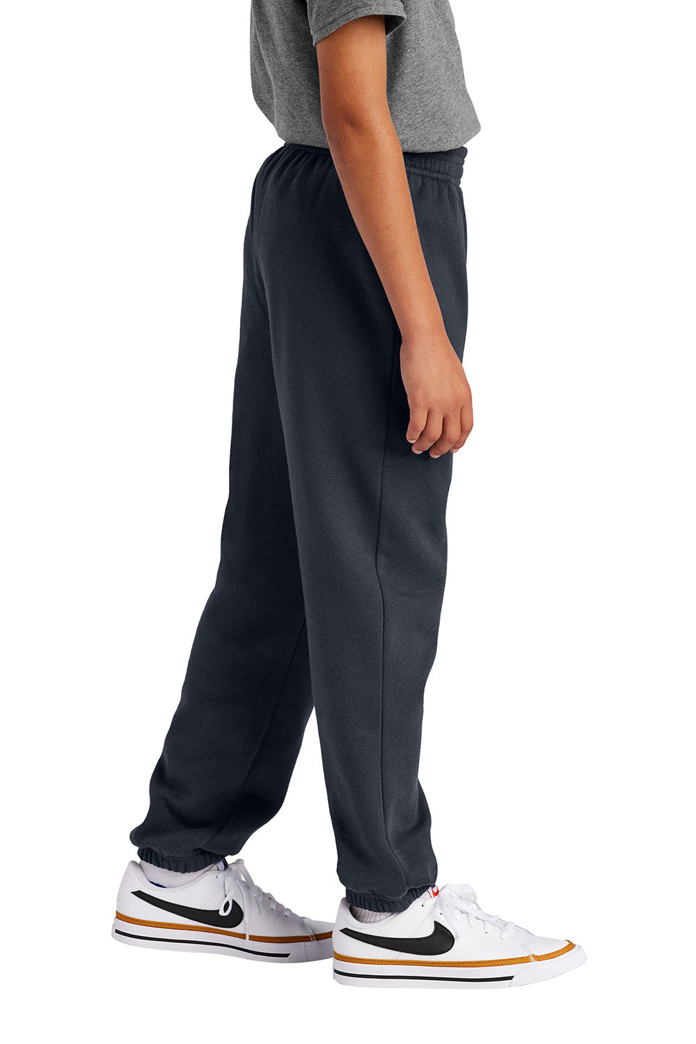 District DT6112Y Youth V.I.T. Fleece Sweatpants w/ Pockets New Navy Blue Model Side