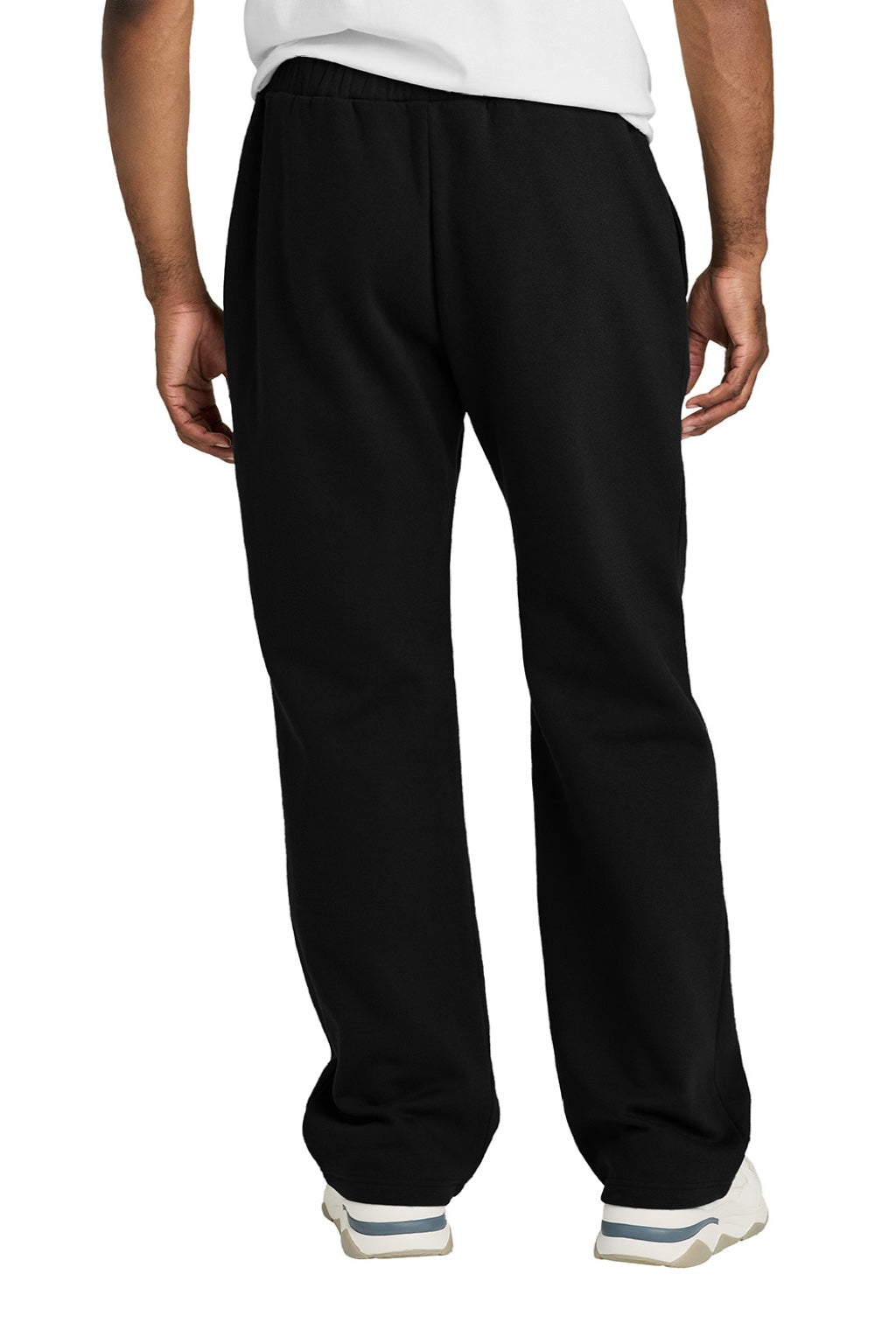 District DT6117 Mens V.I.T. Fleece Open Bottom Sweatpants w/ Pockets Black Model Back