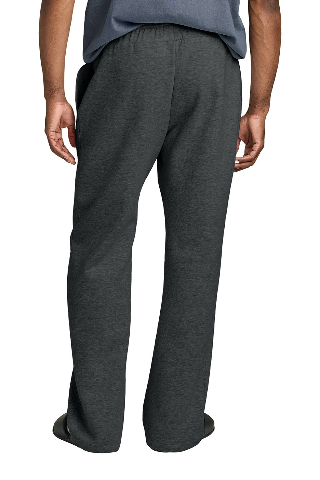 District DT6117 Mens V.I.T. Fleece Open Bottom Sweatpants w/ Pockets Heather Charcoal Grey Model Back