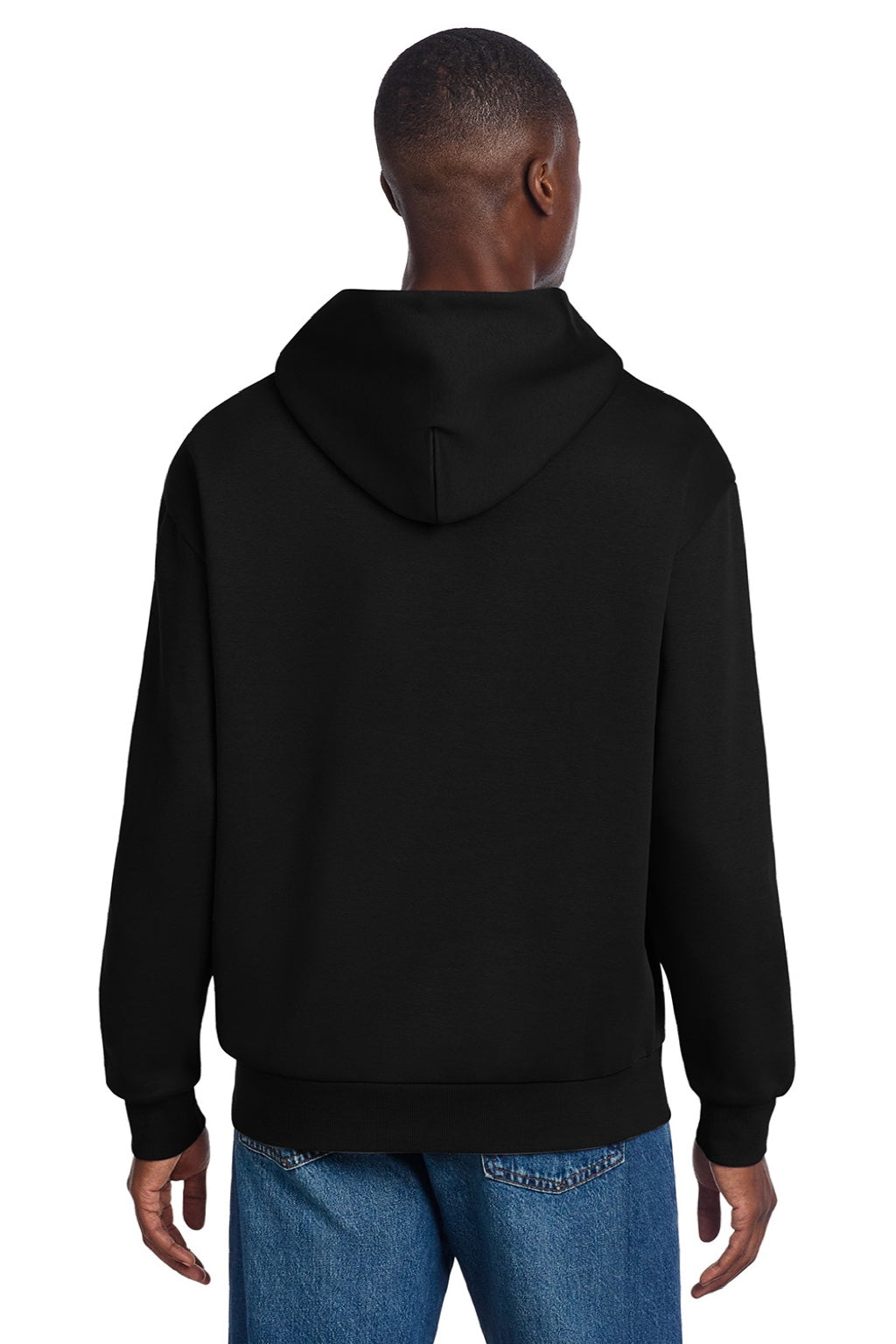 District DT6150 Mens V.I.T. Fleece Hooded Sweatshirt Hoodie Black Model Back