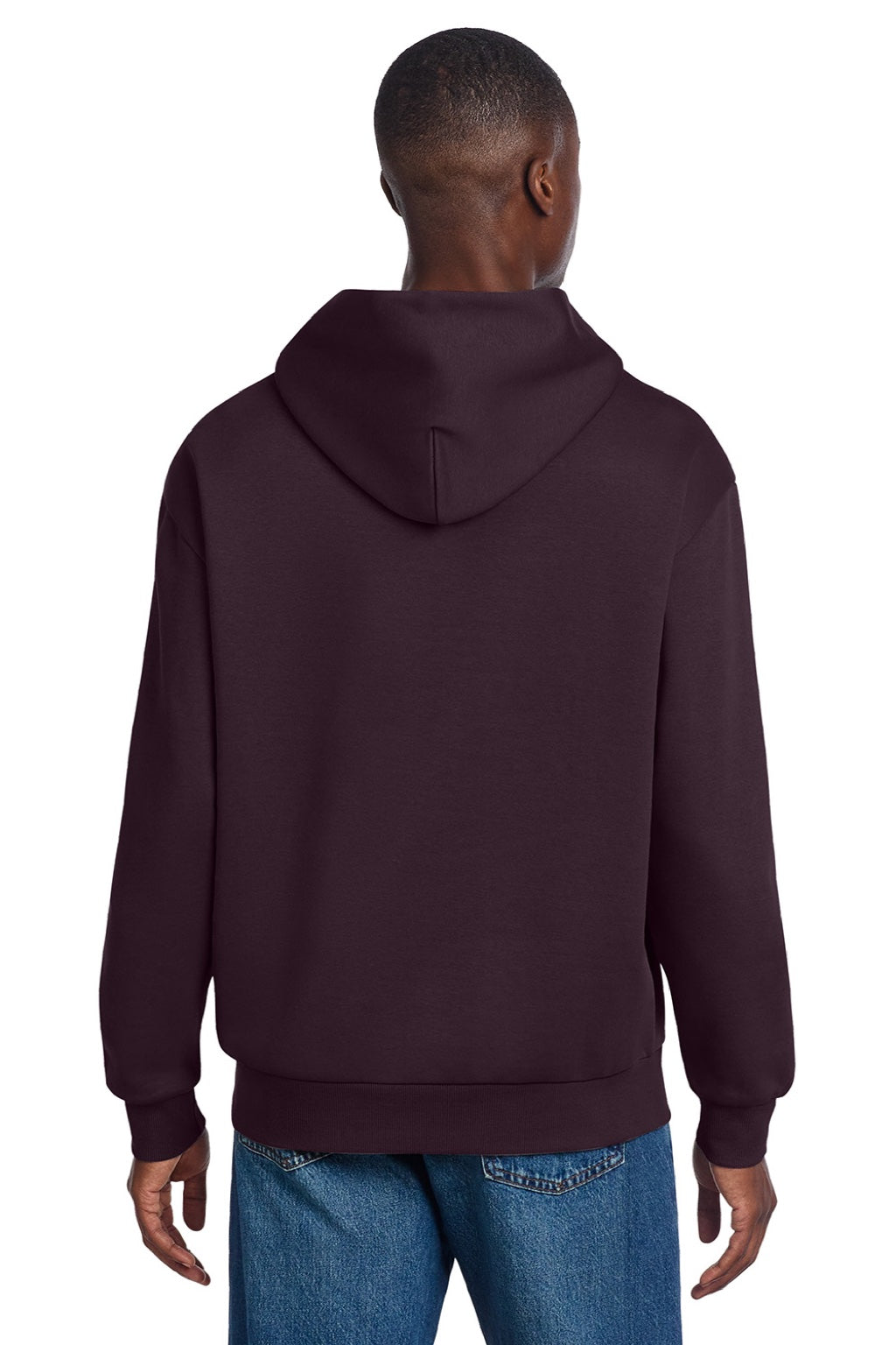 District DT6150 Mens V.I.T. Fleece Hooded Sweatshirt Hoodie Bordeaux Model Back
