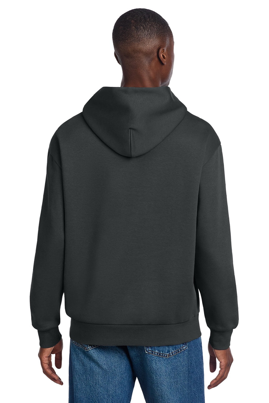 District DT6150 Mens V.I.T. Fleece Hooded Sweatshirt Hoodie Charcoal Grey Model Back