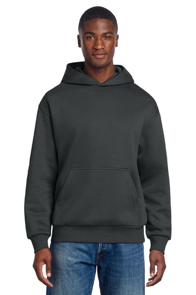 District DT6150 Mens V.I.T. Fleece Hooded Sweatshirt Hoodie Charcoal Grey Model Front