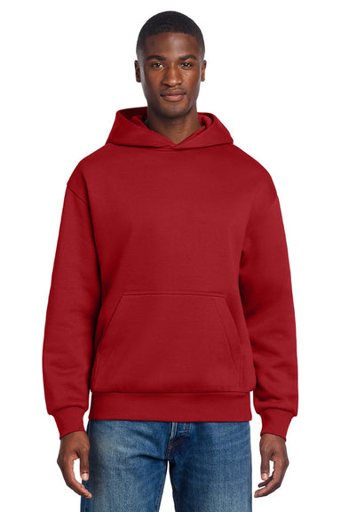 District DT6150 Mens V.I.T. Fleece Hooded Sweatshirt Hoodie Classic Red Model Front