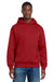 District DT6150 Mens V.I.T. Fleece Hooded Sweatshirt Hoodie Classic Red Model Front