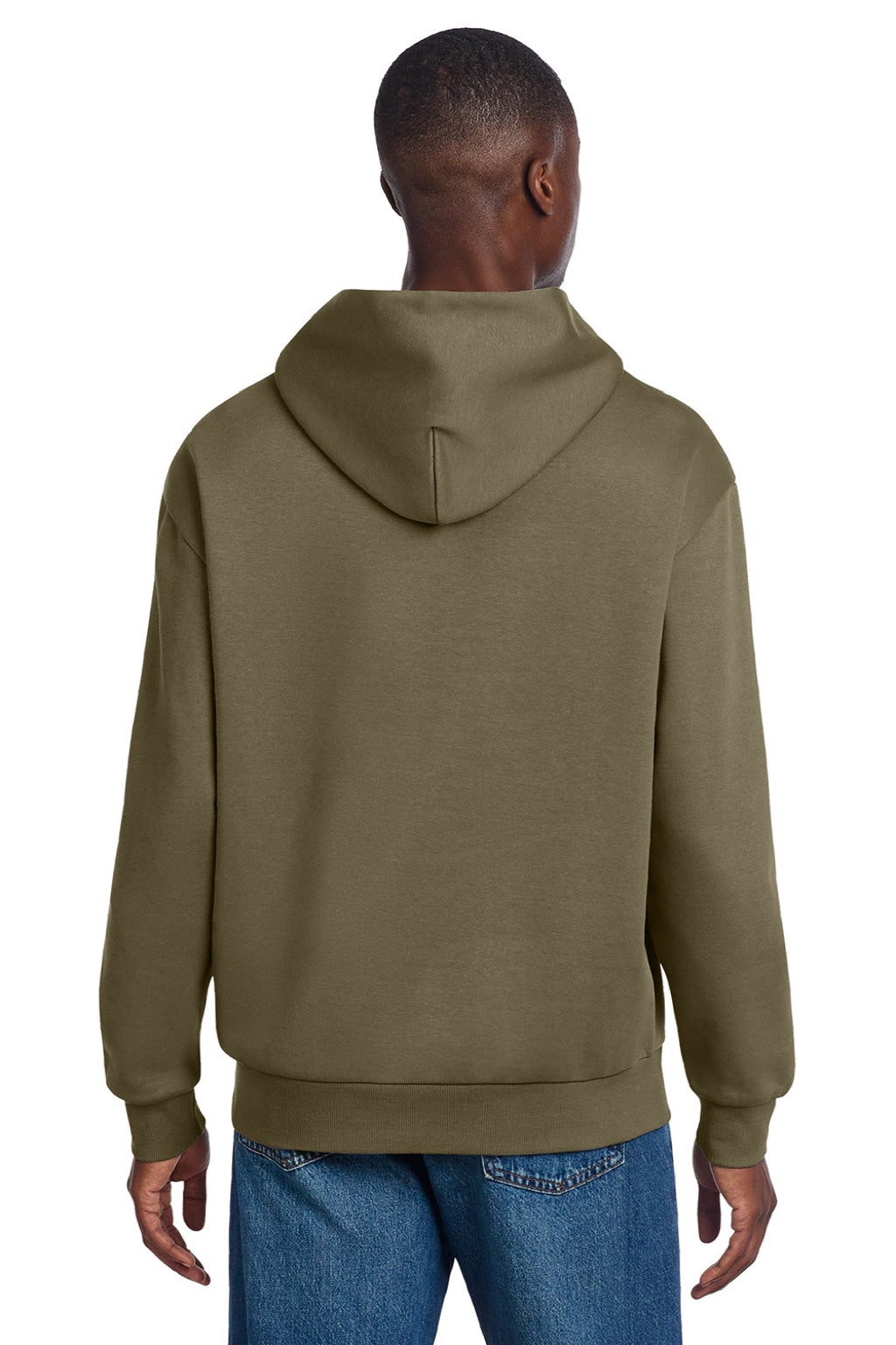District DT6150 Mens V.I.T. Fleece Hooded Sweatshirt Hoodie Coyote Brown Model Back