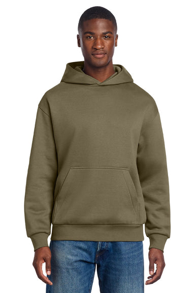 District DT6150 Mens V.I.T. Fleece Hooded Sweatshirt Hoodie Coyote Brown Model Front