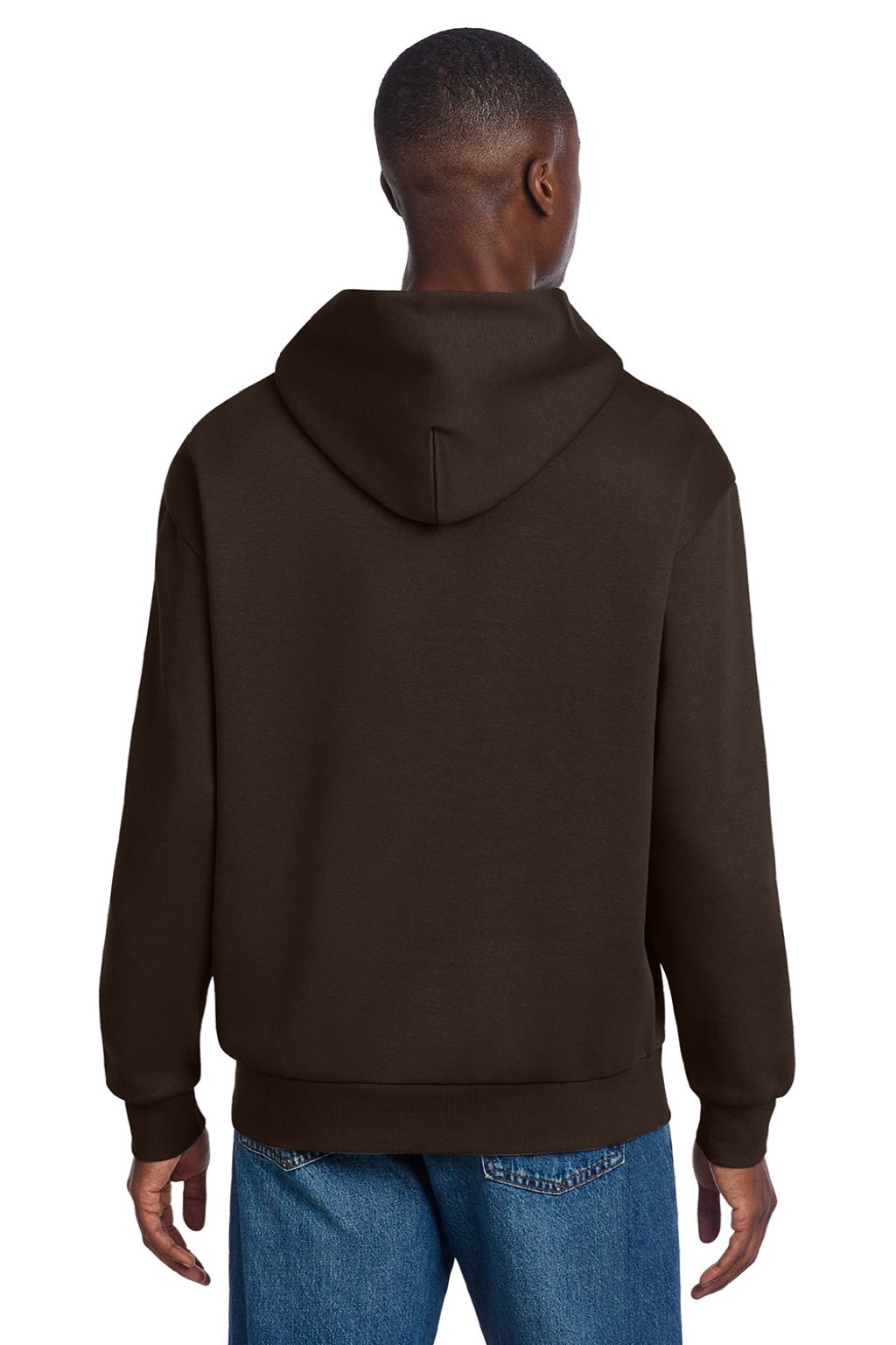 District DT6150 Mens V.I.T. Fleece Hooded Sweatshirt Hoodie Dark Chocolate Brown Model Back