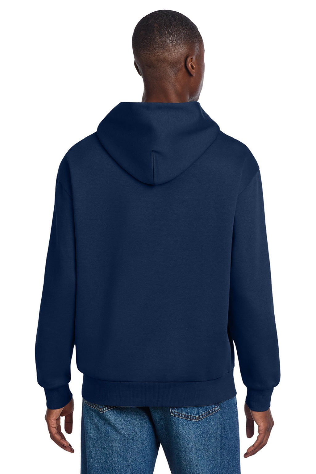 District DT6150 Mens V.I.T. Fleece Hooded Sweatshirt Hoodie Dark Royal Blue Model Back