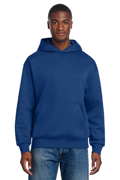District DT6150 Mens V.I.T. Fleece Hooded Sweatshirt Hoodie Deep Royal Blue Model Front