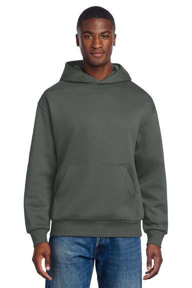 District DT6150 Mens V.I.T. Fleece Hooded Sweatshirt Hoodie Deep Smoke Grey Model Front