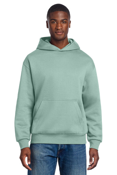 District DT6150 Mens V.I.T. Fleece Hooded Sweatshirt Hoodie Dusty Sage Green Model Front