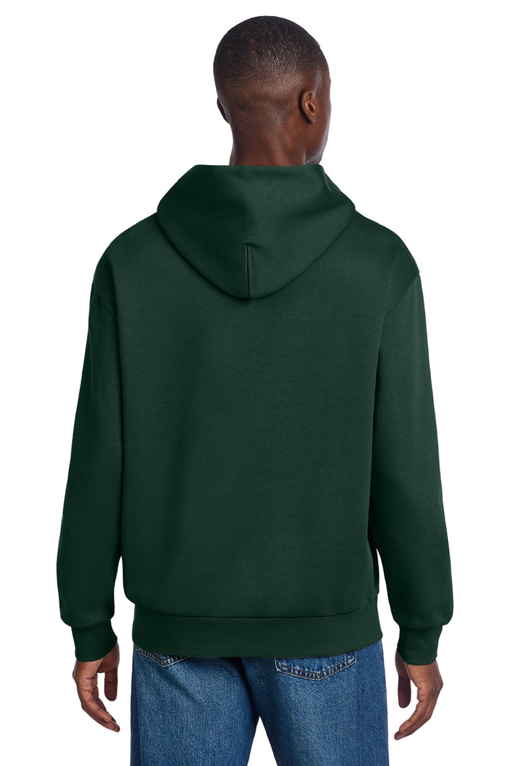 District DT6150 Mens V.I.T. Fleece Hooded Sweatshirt Hoodie Forest Green Model Back
