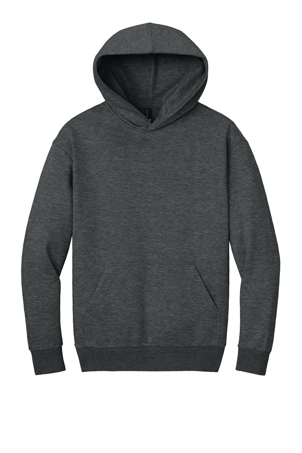 District DT6150 Mens V.I.T. Fleece Hooded Sweatshirt Hoodie Heather Charcoal Grey Flat Front