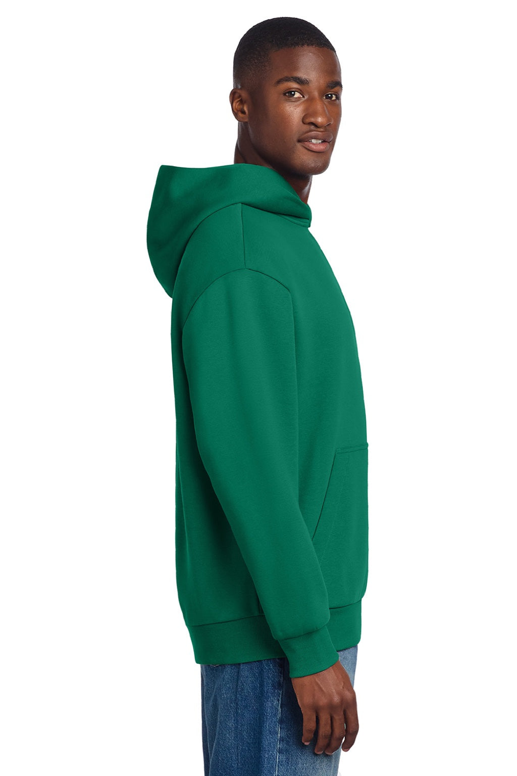 District DT6150 Mens V.I.T. Fleece Hooded Sweatshirt Hoodie Jewel Green Model Side