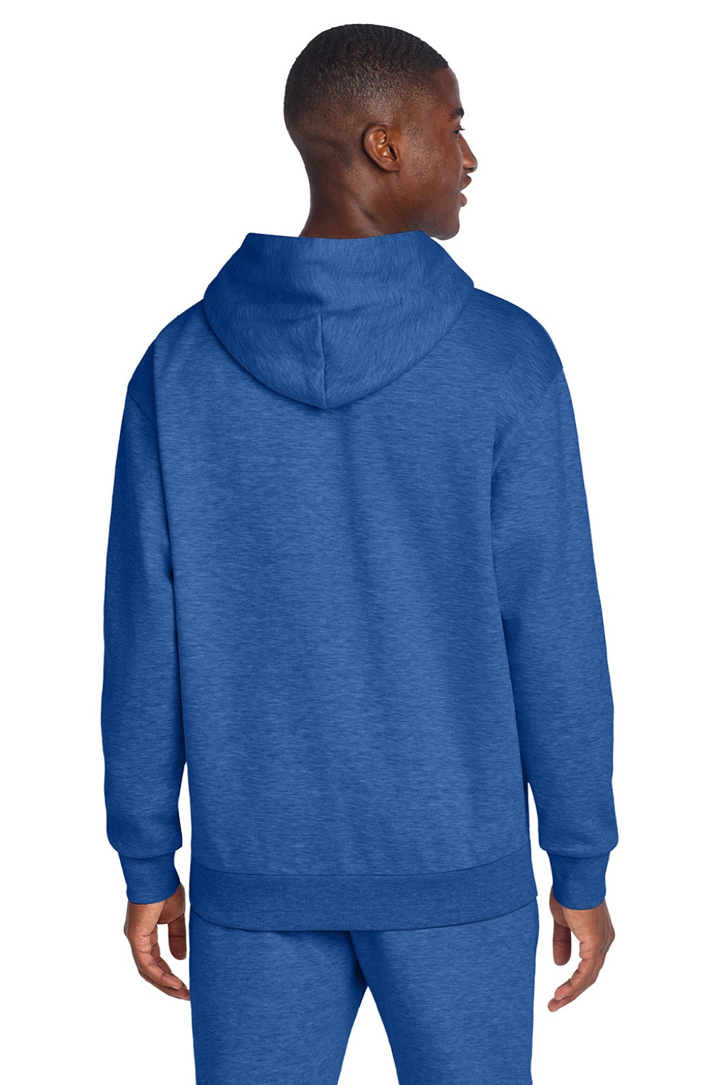 District DT6150 Mens V.I.T. Fleece Hooded Sweatshirt Hoodie Royal Blue Frost Model Back