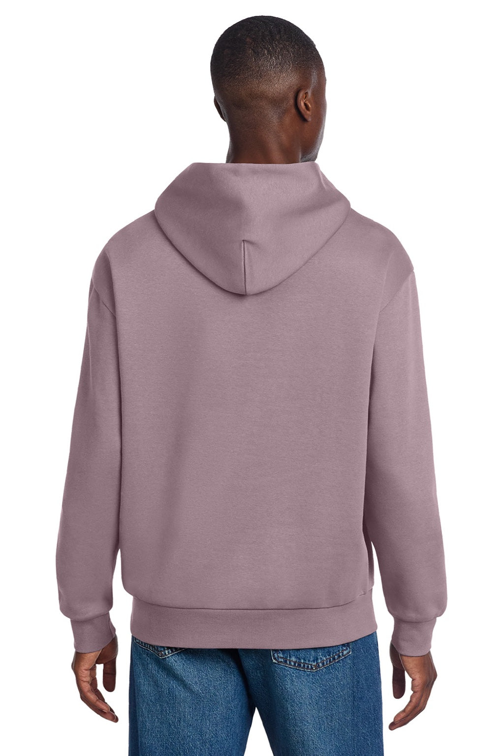 District DT6150 Mens V.I.T. Fleece Hooded Sweatshirt Hoodie Smoky Amethyst Purple Model Back