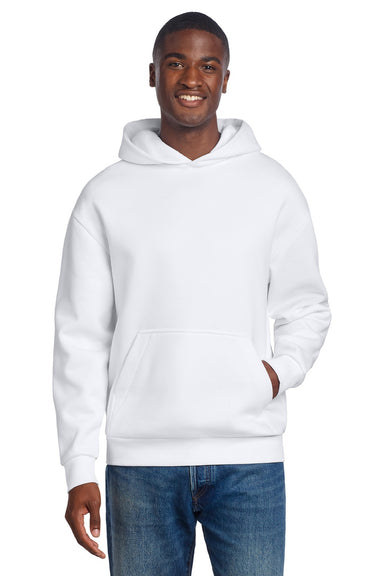 District DT6150 Mens V.I.T. Fleece Hooded Sweatshirt Hoodie White Model Front